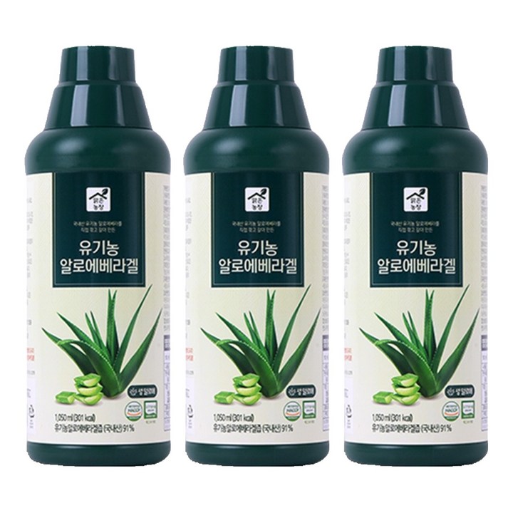 맑은농장 유기농 알로에베라 겔, 1.05L, 3개