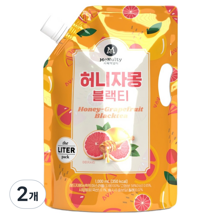 맥널티커피 허니자몽 블랙티, 1L, 2개