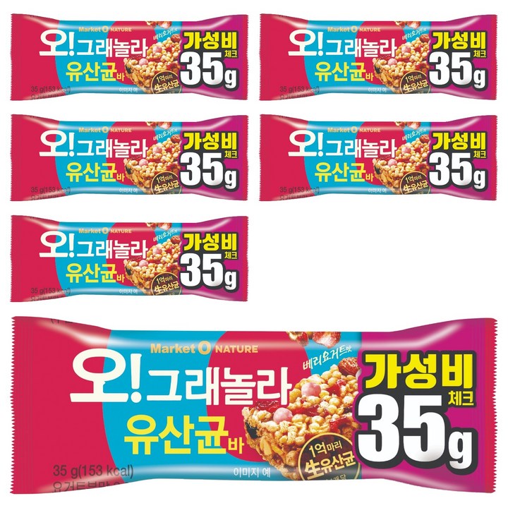마켓오 오 그래놀라 유산균바, 35g, 6개