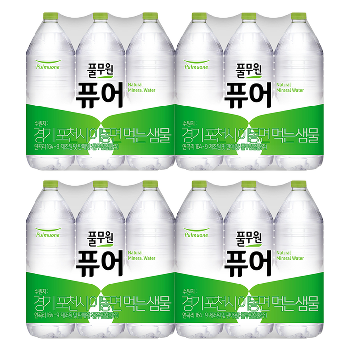 풀무원 퓨어 무라벨 생수, 2L, 24개