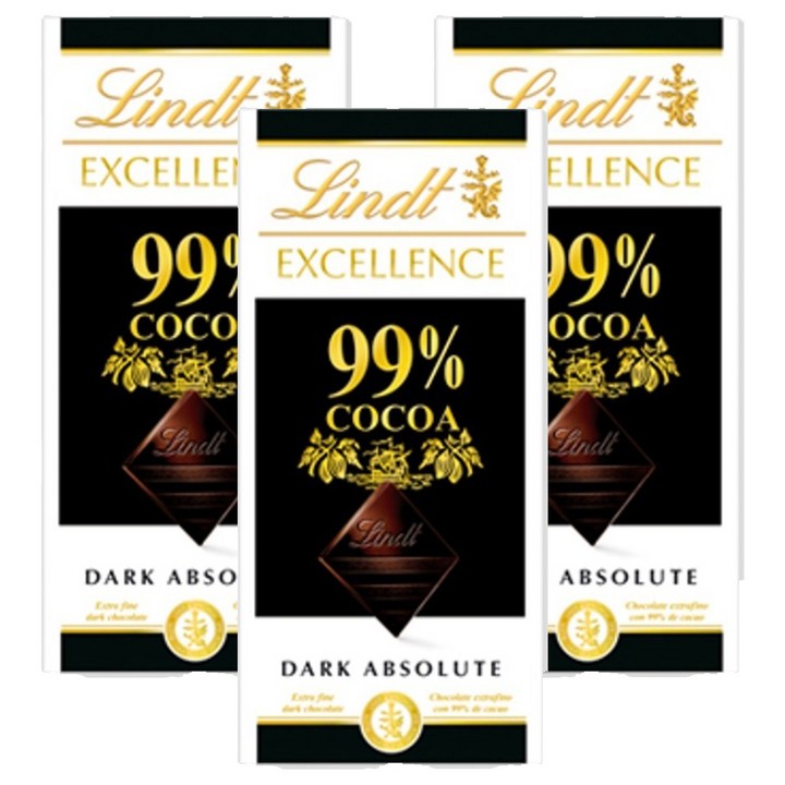 린트엑셀런스 다크 99% 초콜릿, 50g, 3개