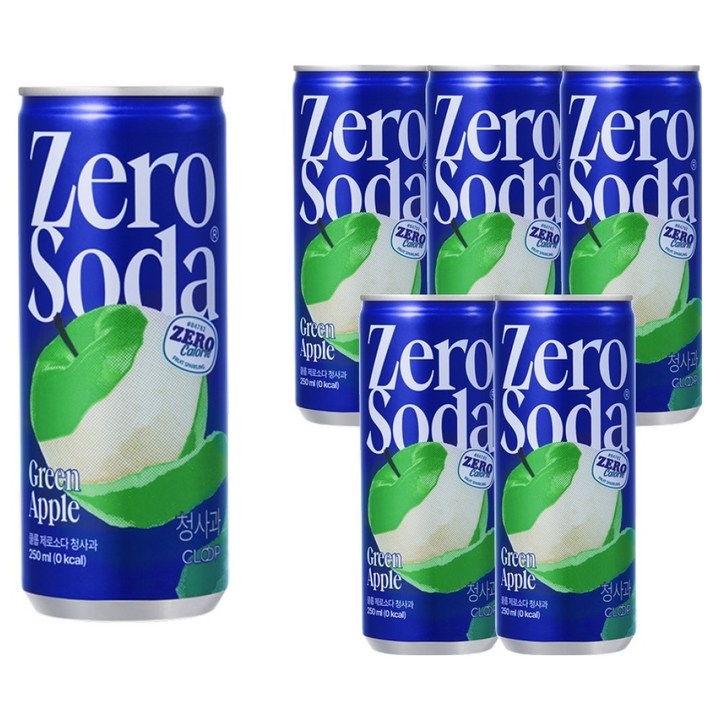 클룹 제로소다 청사과, 250ml, 6개