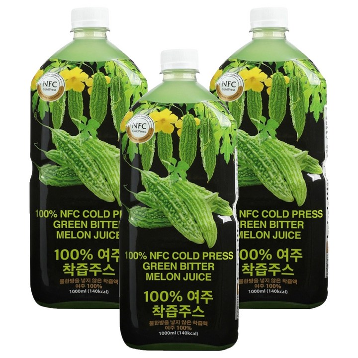 파모빗 100% 여주 착즙주스, 1L, 3개