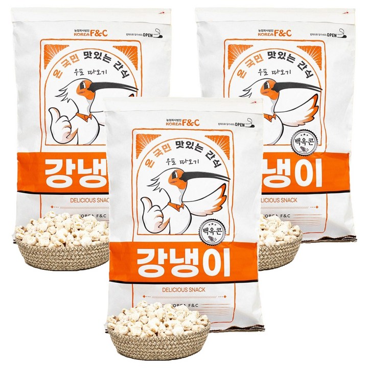 우포따오기 백옥콘 포대 강냉이, 1kg, 3개