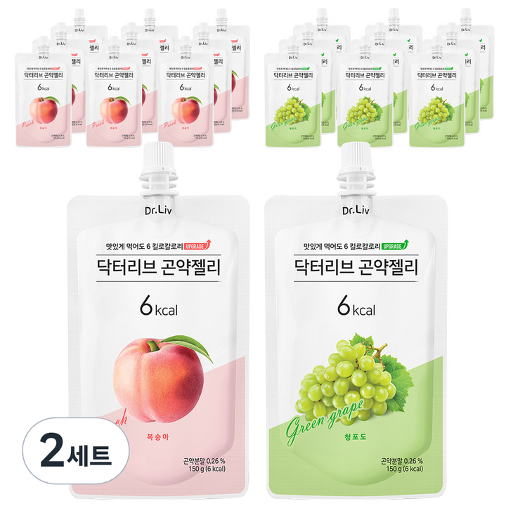 닥터리브 곤약젤리 청포도 150ml x 10p + 복숭아 150ml x 10p, 2세트