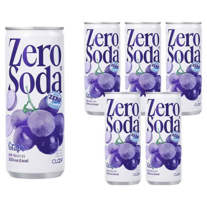 클룹 제로소다 포도, 250ml, 6개