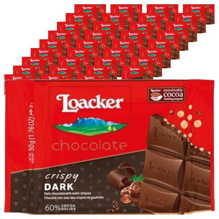 로아커 초콜릿 크리스피 다크, 36개, 50g