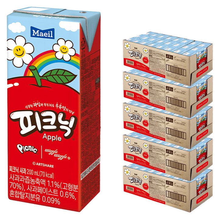 매일유업 피크닉 사과맛, 200ml, 120개