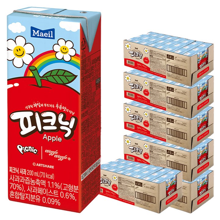 피크닉 사과맛, 200ml, 144개