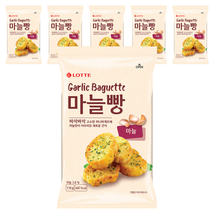 롯데웰푸드 마늘빵, 110g, 6개