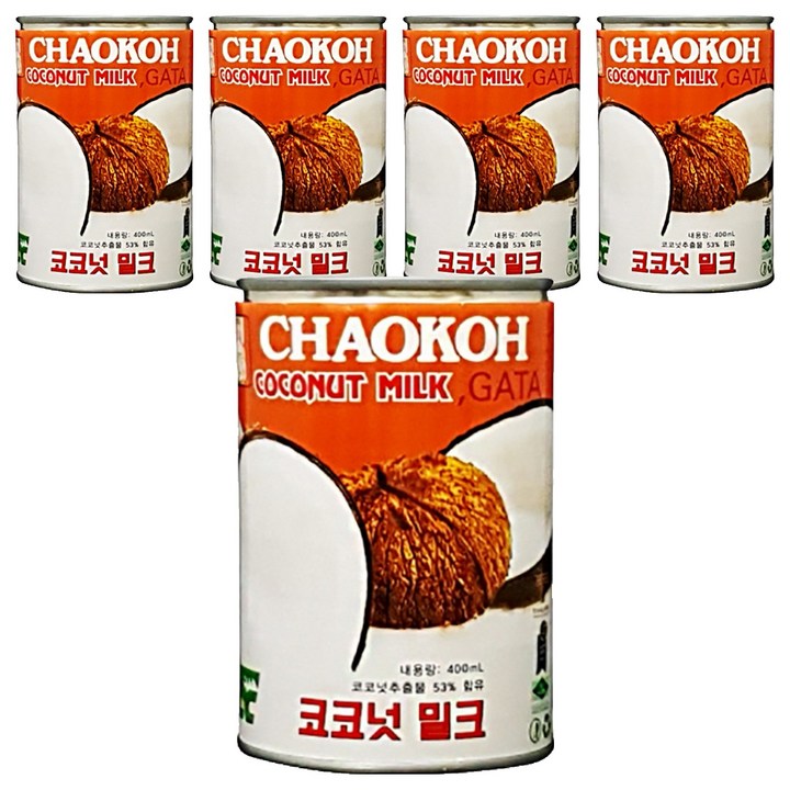 차오코 코코넛 밀크 17% 지방, 400ml, 5개