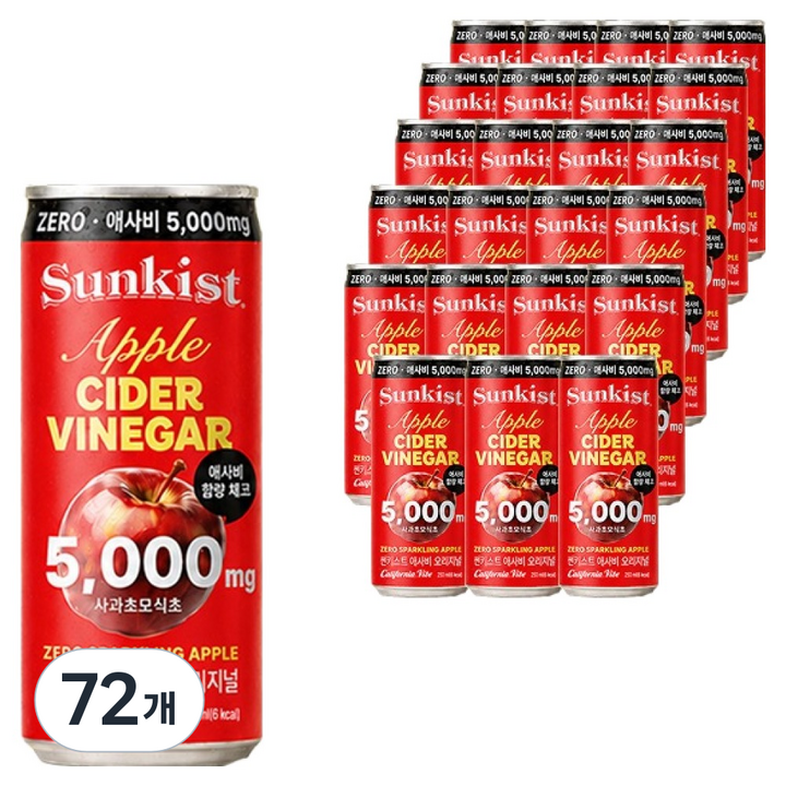 썬키스트 애사비 제로 스파클링 오리지널, 250ml, 72개