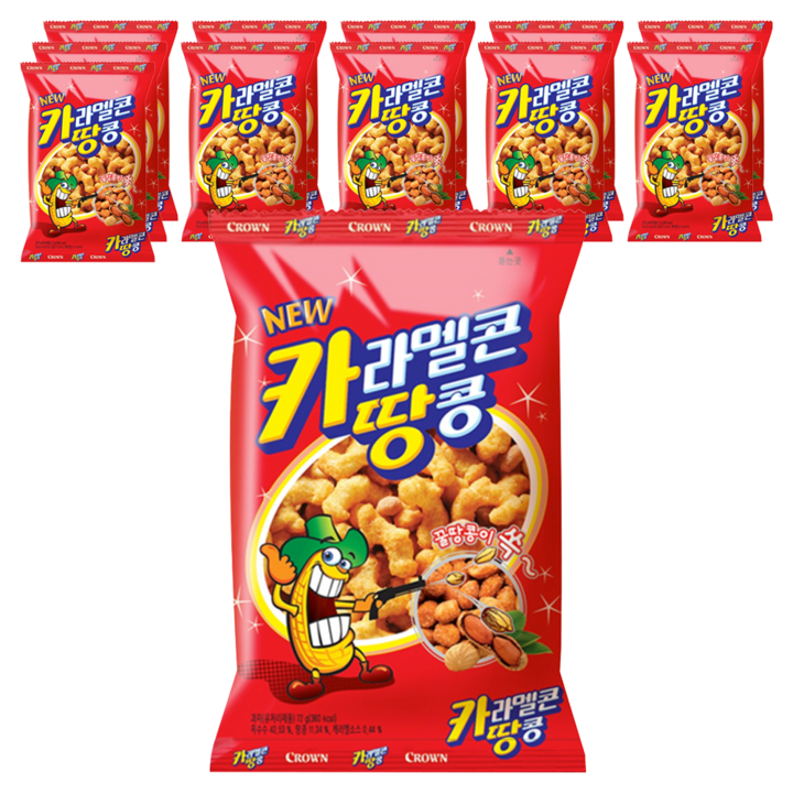 크라운 카라멜콘과땅콩 과자, 72g, 12개