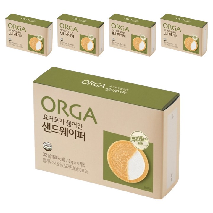 올가홀푸드 요거트가 들어간 샌드웨이퍼, 요거트맛, 32g, 5개