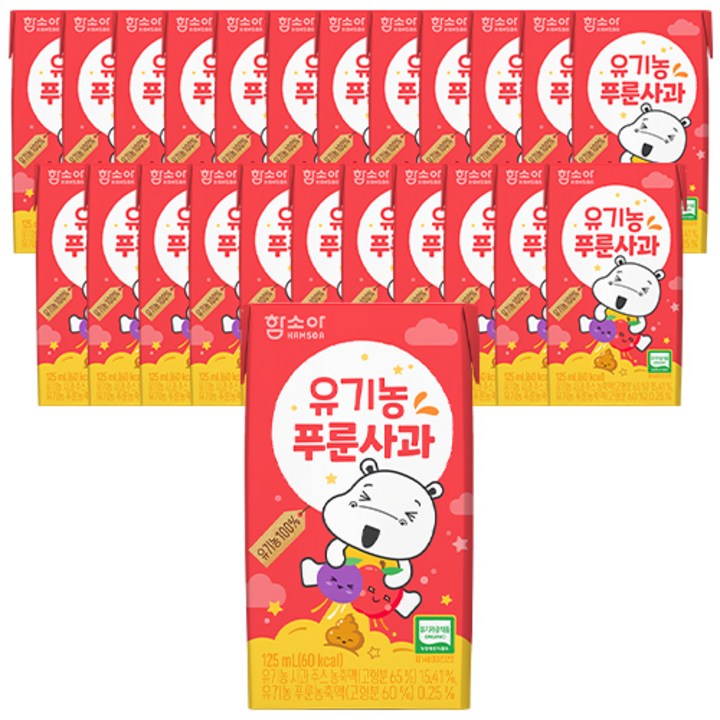 함소아 유기농 푸룬사과 주스, 125ml, 24개