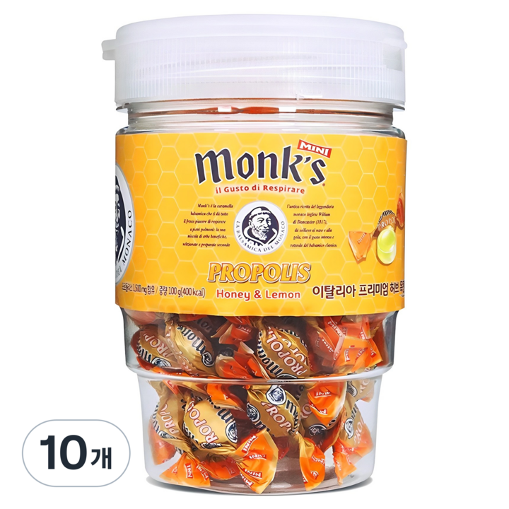 Monks 프로폴리스 캔디, 100g, 10개