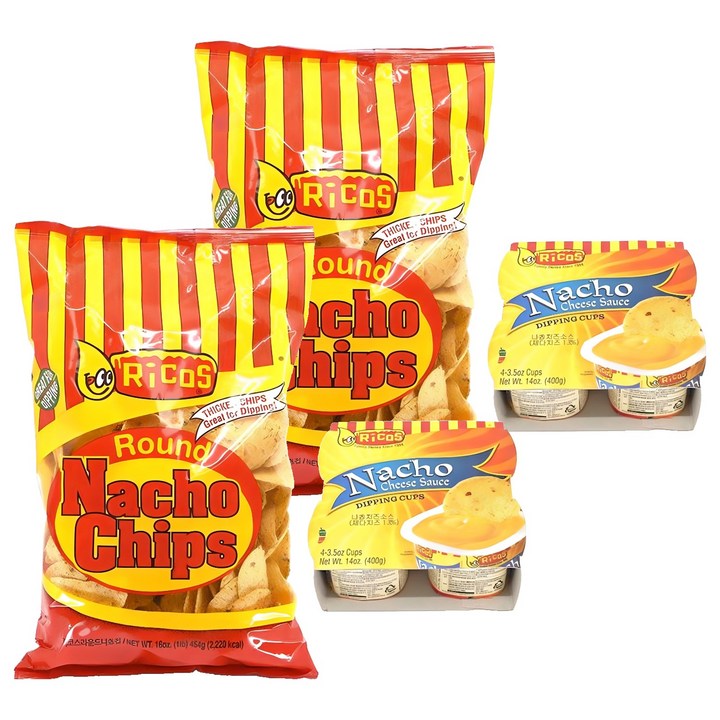 리코스 나쵸 칩 454g + 치즈 소스 100g x 4p 세트, 2세트, 554g