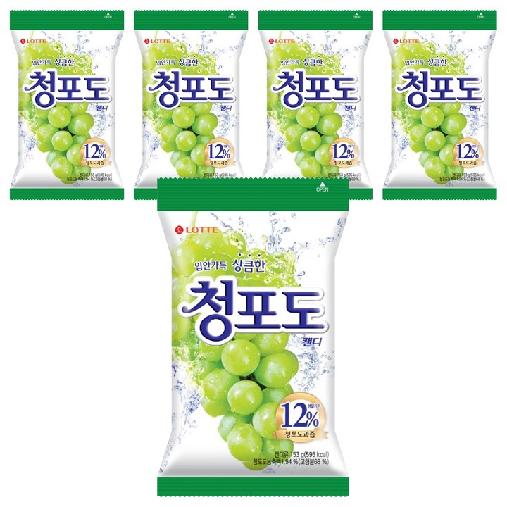 롯데웰푸드 청포도 캔디, 153g, 5개
