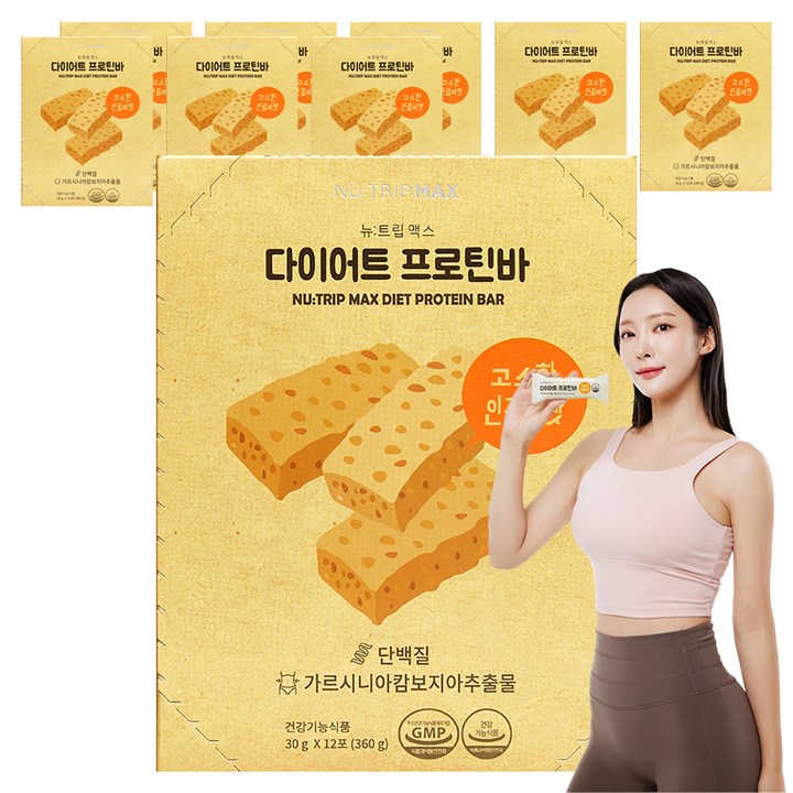 뉴트립 다이어트 프로틴바 12p, 360g, 9개