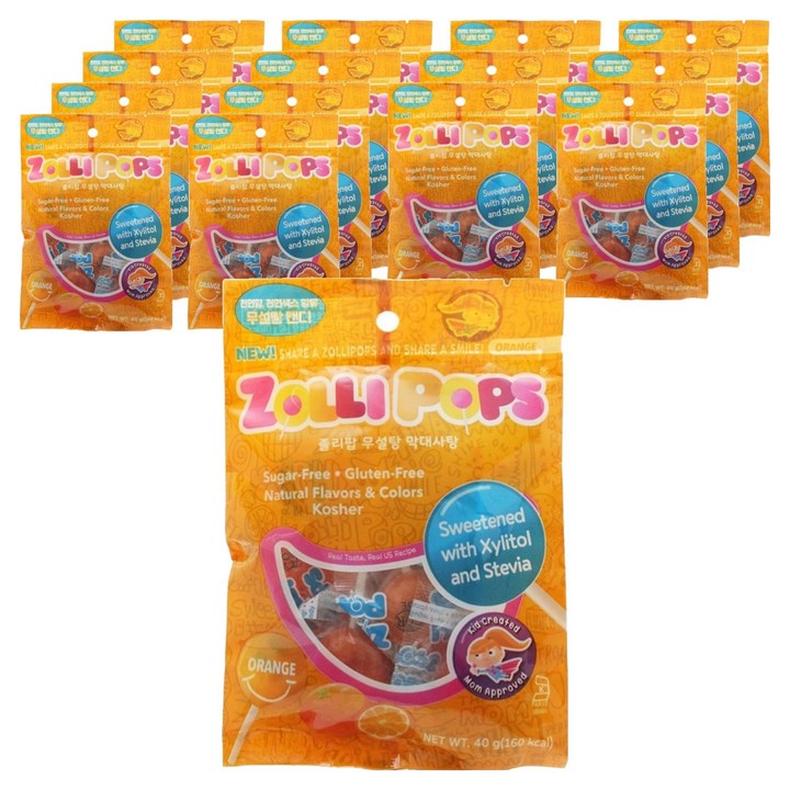 졸리팝 무설탕 막대사탕 오렌지, 40g, 15개
