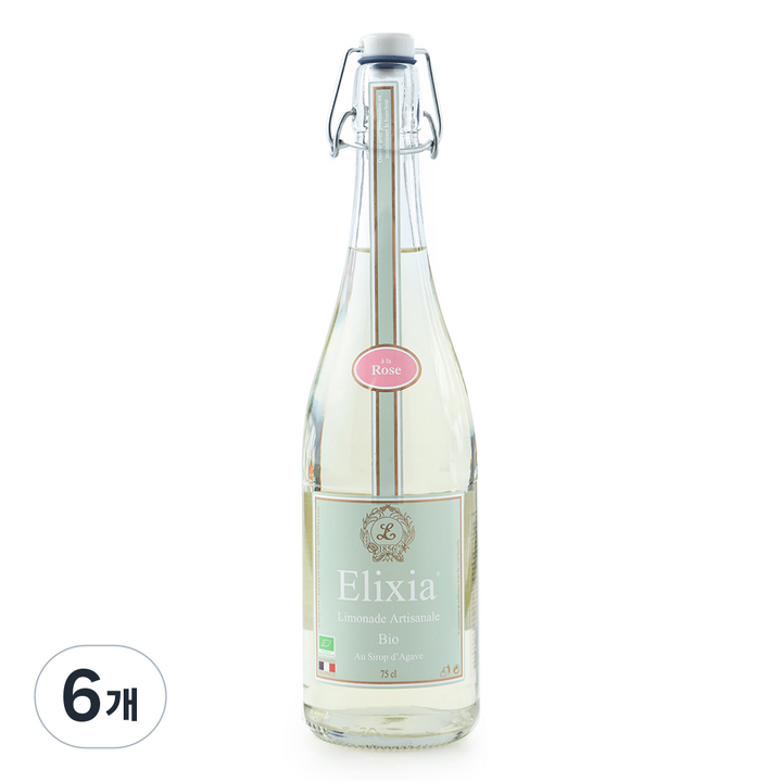엘릭시아 유기농 레몬에이드 탄산음료 로즈, 750ml, 6개