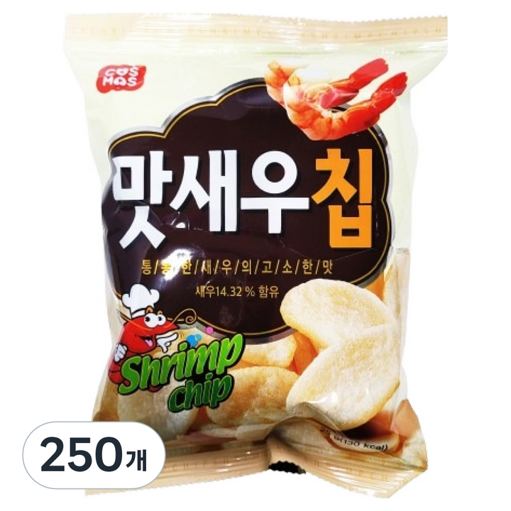 코스모스제과 맛새우칩, 25g, 250개