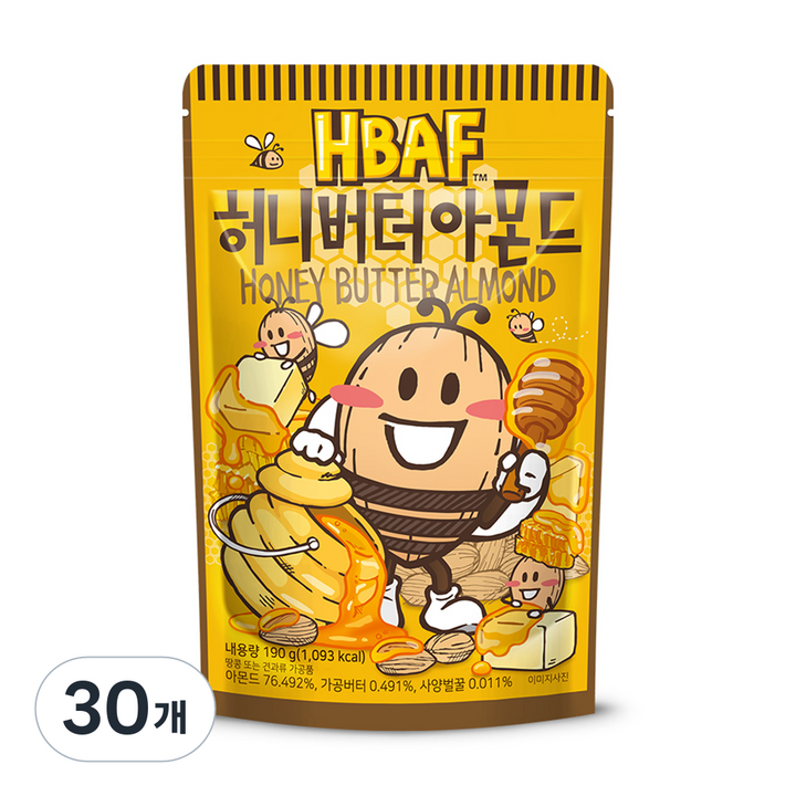 바프 허니버터 아몬드, 190g, 30개