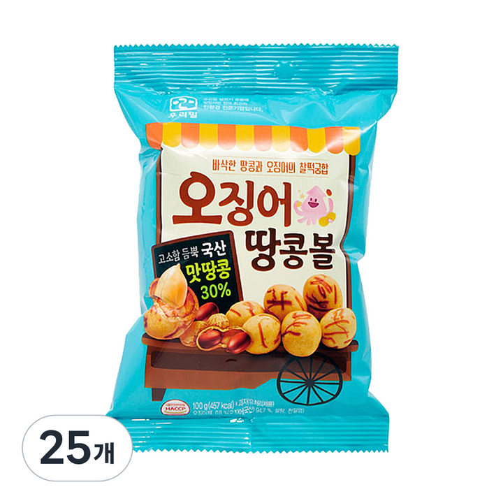 우리밀 유아용 오징어 땅콩볼 100g, 땅콩맛, 25개