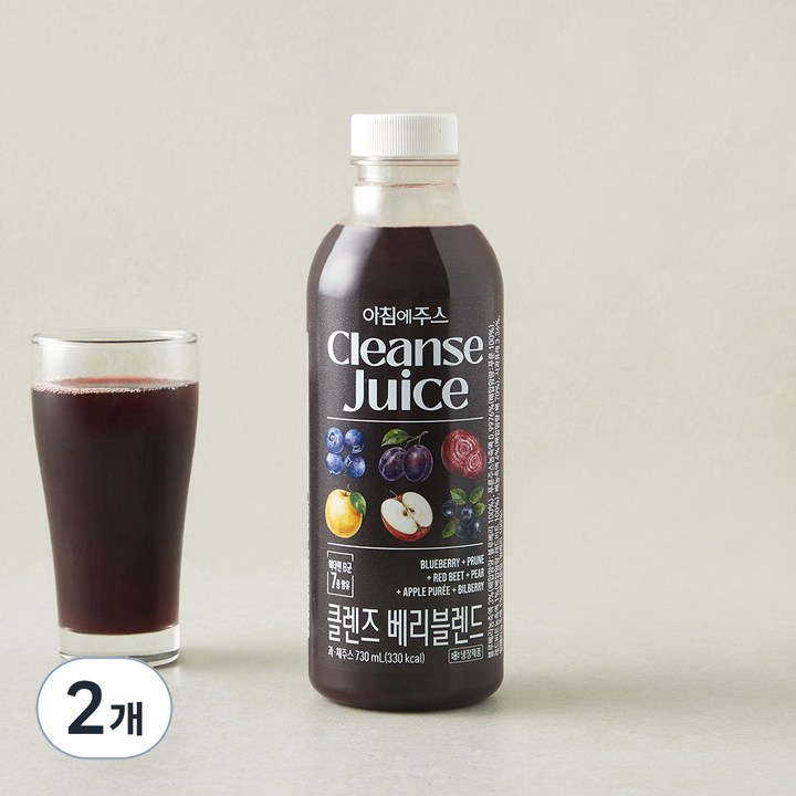 아침에주스 클렌즈 베리블렌드, 2개, 730ml