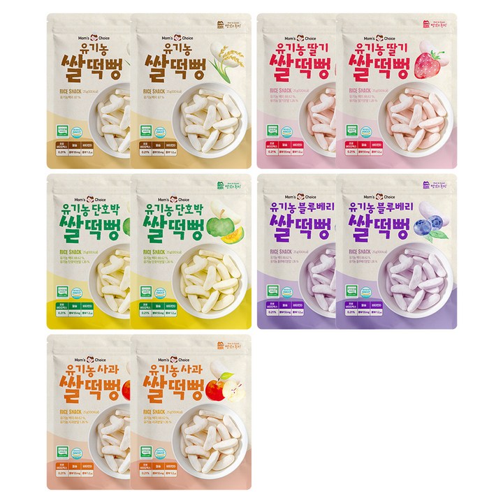 맛있는풍경 유기농 쌀떡뻥 딸기 25g + 사과 25g + 블루베리 25g + 단호박 25g + 플레인 25g, 2세트