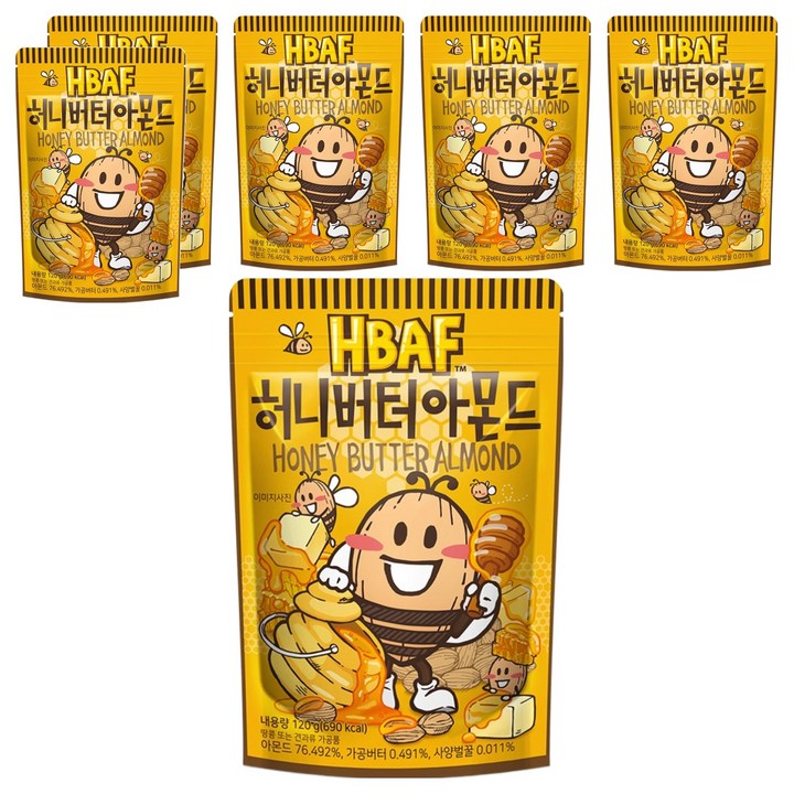 바프 허니버터 아몬드, 120g, 6개
