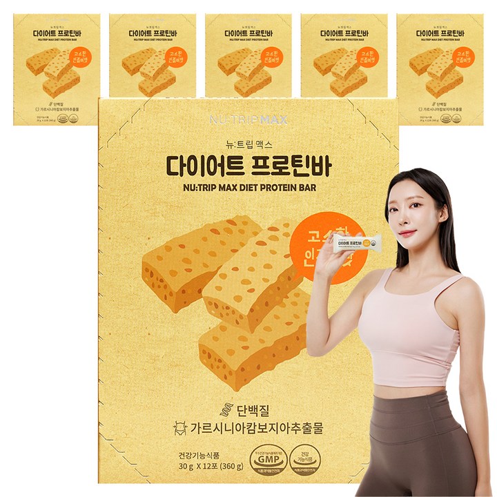 뉴트립 다이어트 프로틴바 12p, 360g, 6개
