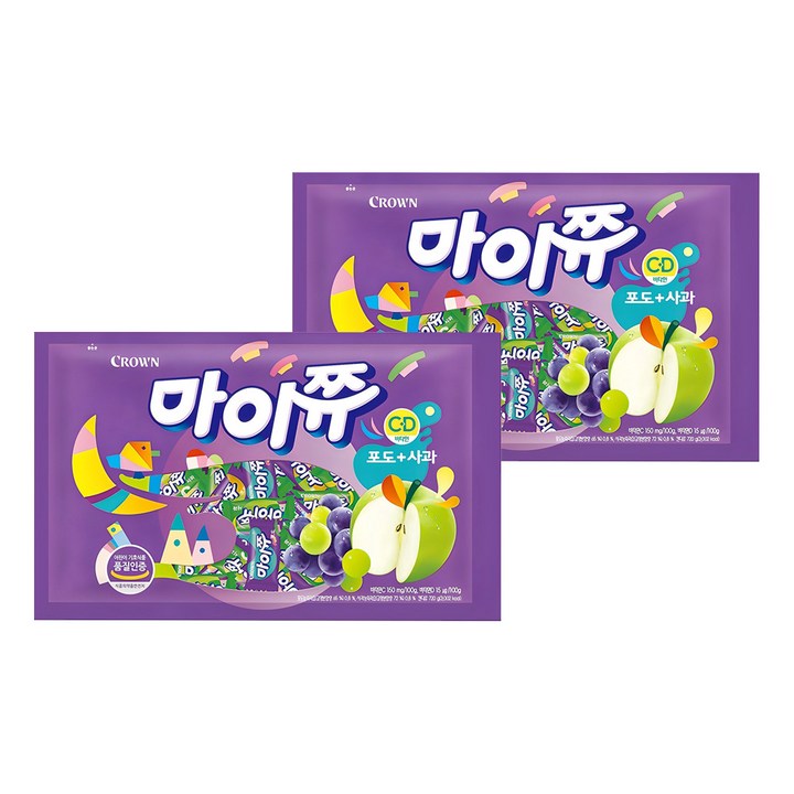 마이쮸 츄잉캔디 포도 사과, 720g, 2개