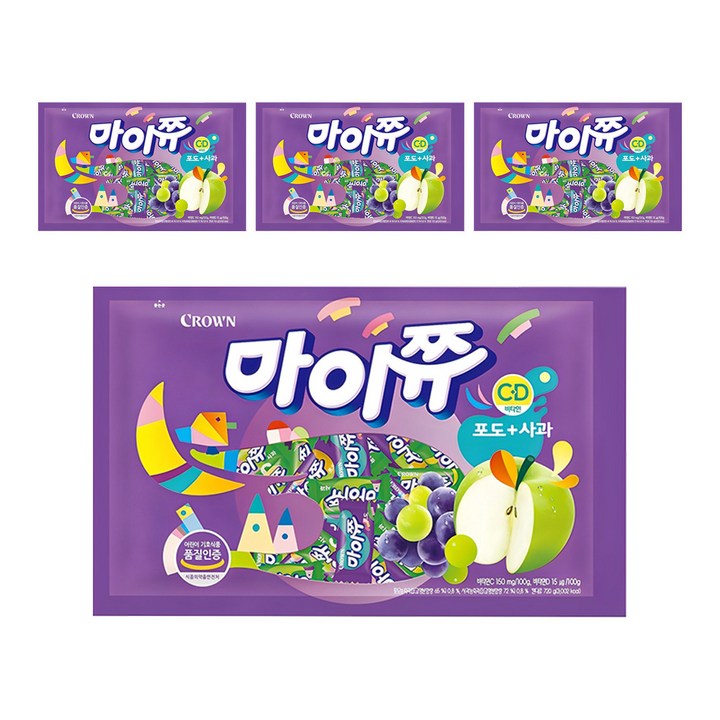 마이쮸 츄잉캔디 포도 사과, 720g, 4개