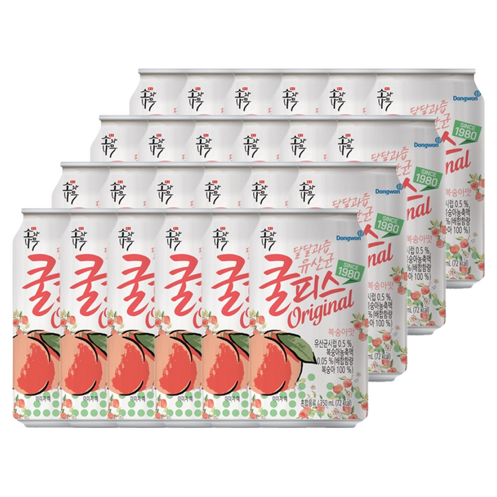 동원 마시는유산균 쿨피스 복숭아맛, 350ml, 24개