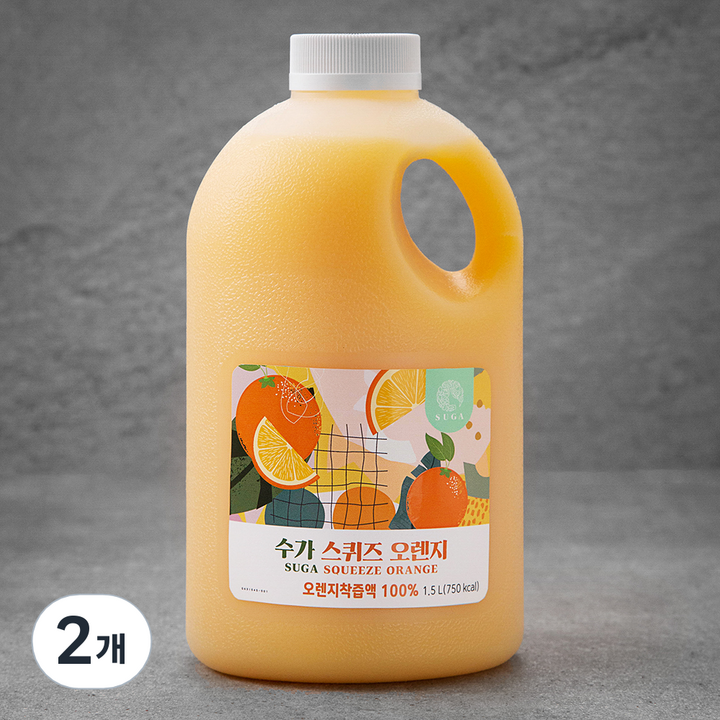수가 스퀴즈 오렌지주스, 1.5L, 2개