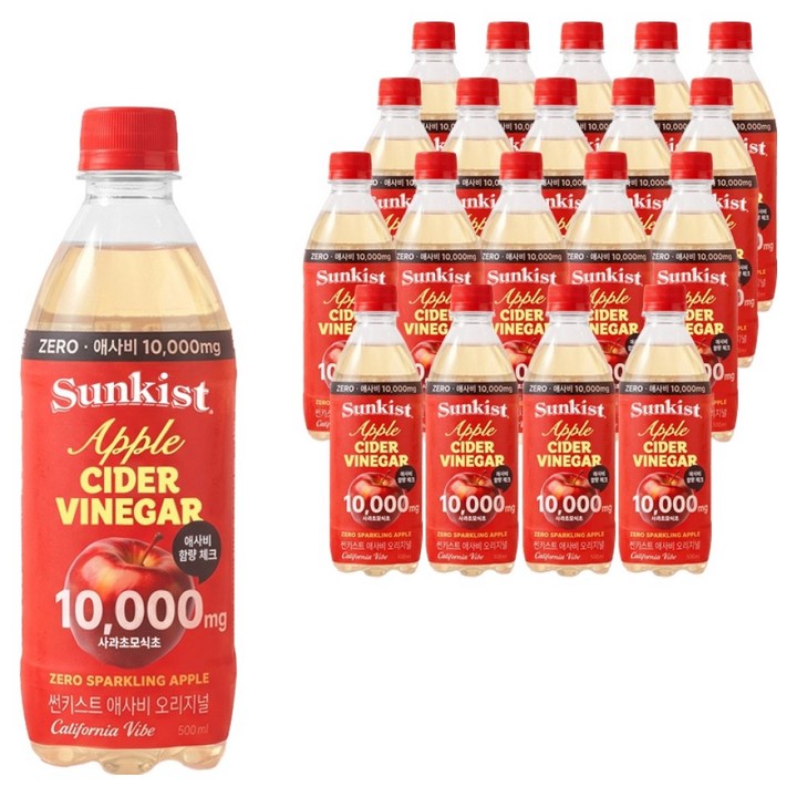 썬키스트 애사비 제로 탄산음료, 500ml, 20개