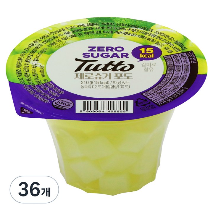 뚜또 제로슈거 젤리 포도, 210g, 36개