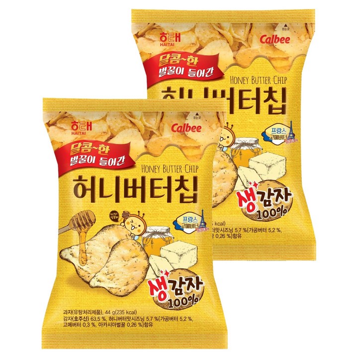 해태제과 허니버터칩, 44g, 2개