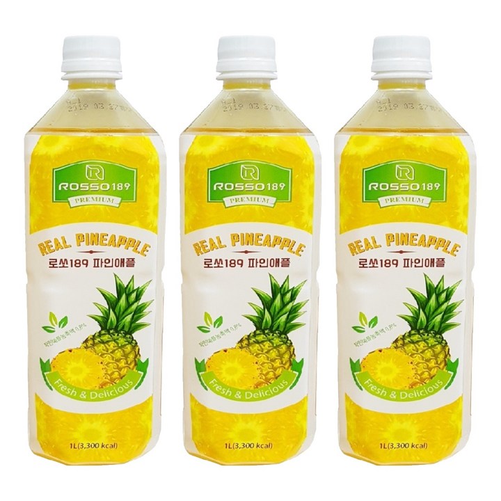 로쏘189 파인애플 음료베이스, 1L, 3개