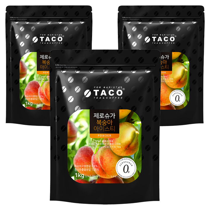 타코 제로슈가 복숭아 아이스티, 1kg, 1개입, 3개