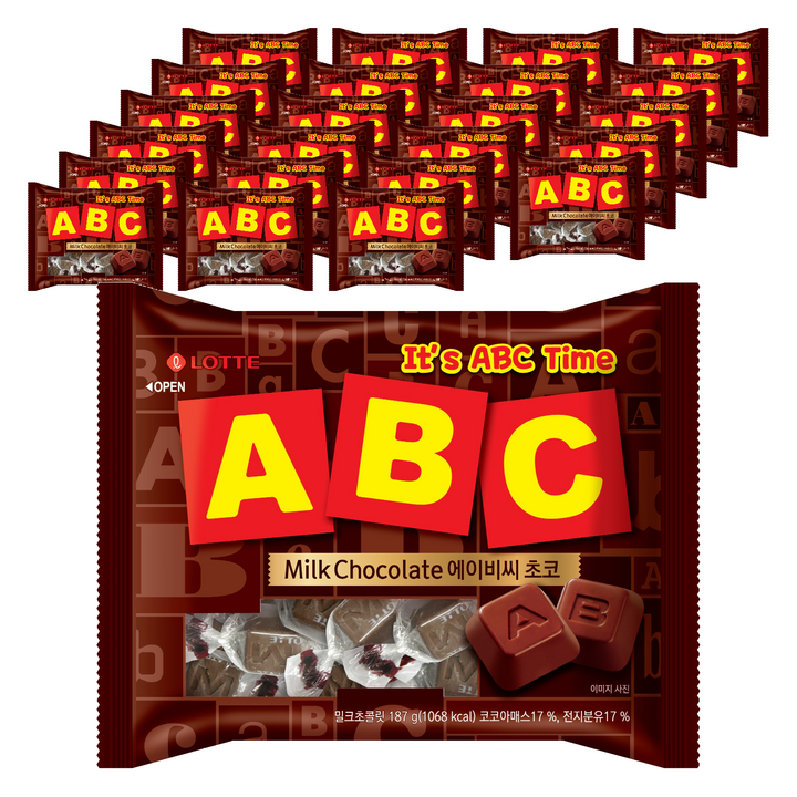 롯데웰푸드 ABC 초콜릿, 187g, 24개