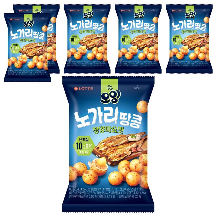 오잉 노가리 땅콩 청양마요맛, 6개, 80g