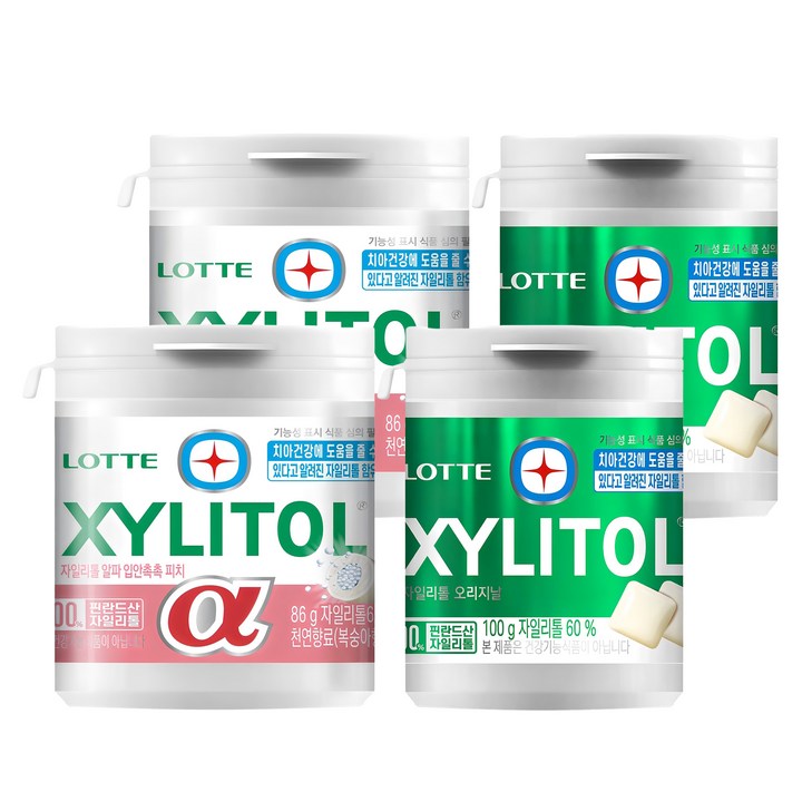 롯데자일리톨 알파 입안촉촉 피치 86g 2p + 오리지날 100g 2p, 1세트, 86 g, 100 g