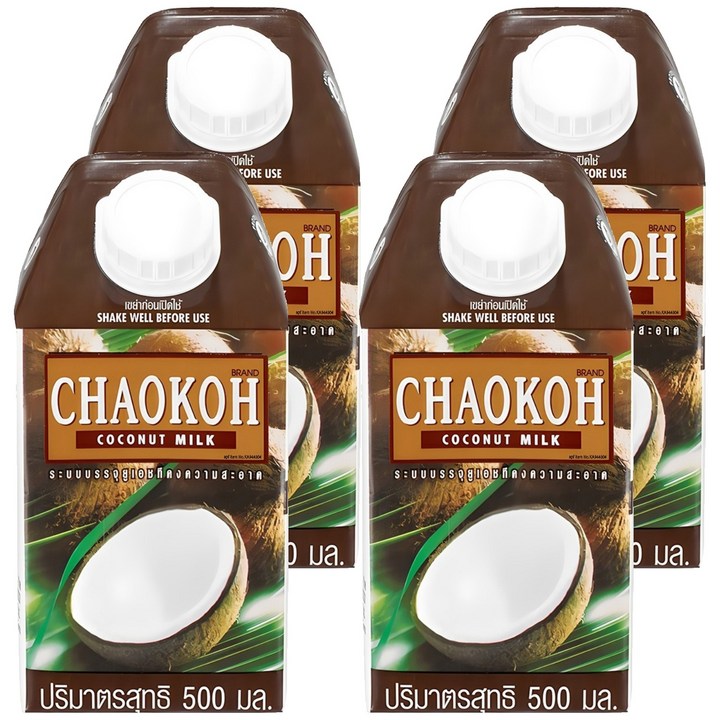 차오코 코코넛밀크, 4개, 500ml