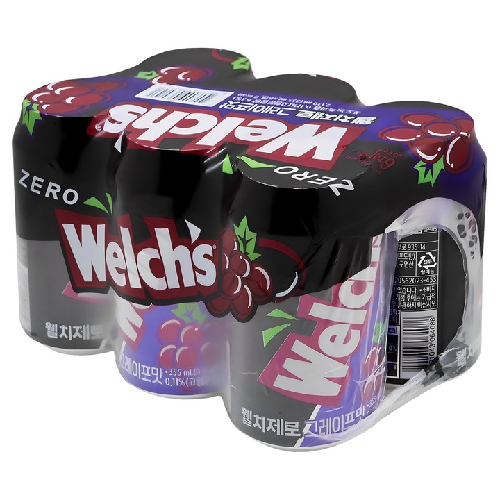 웰치스 제로 그레이프맛, 355ml, 6개