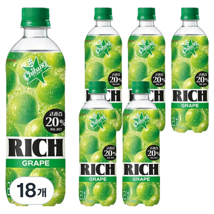 칠성사이다 리치 포도, 18개, 500ml