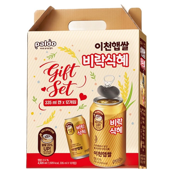팔도 비락식혜 이천햅쌀 식혜캔, 335ml, 36개
