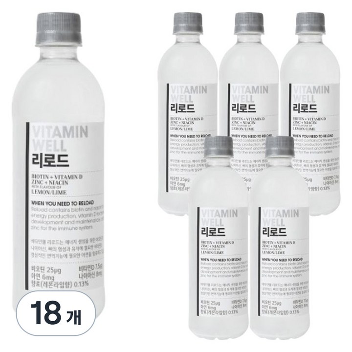 비타민웰 리로드 비타민음료 레몬 라임맛, 18개, 500ml