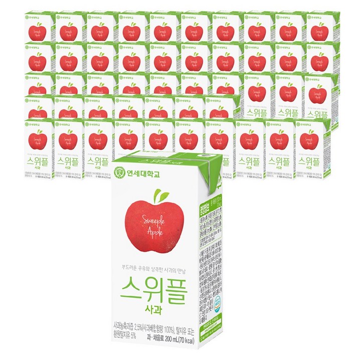 연세우유 스위플 사과음료, 200ml, 48개